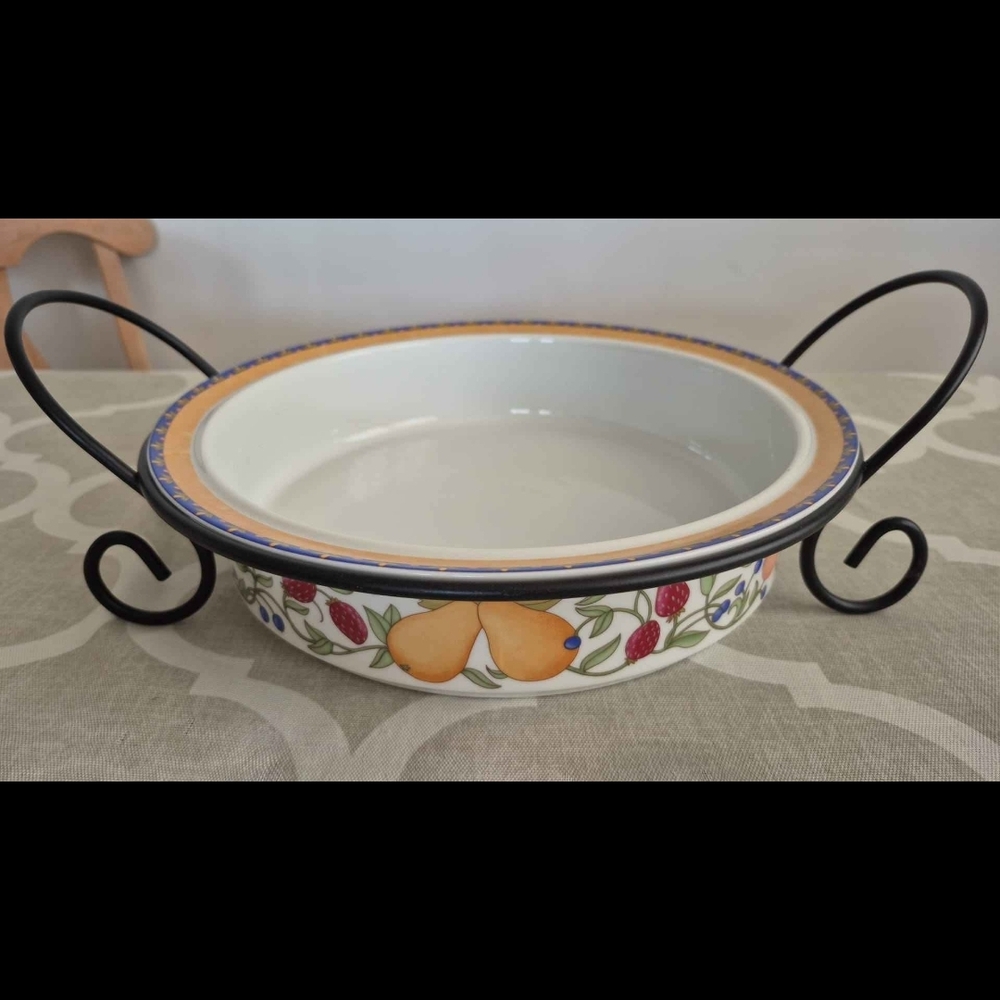 Dansk Serving Bowl, Fiance Fruit Pattern With free stand